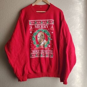 Mike Tyson Wild Bobby Red Ugly Christmas Sweatshirt Size XXL